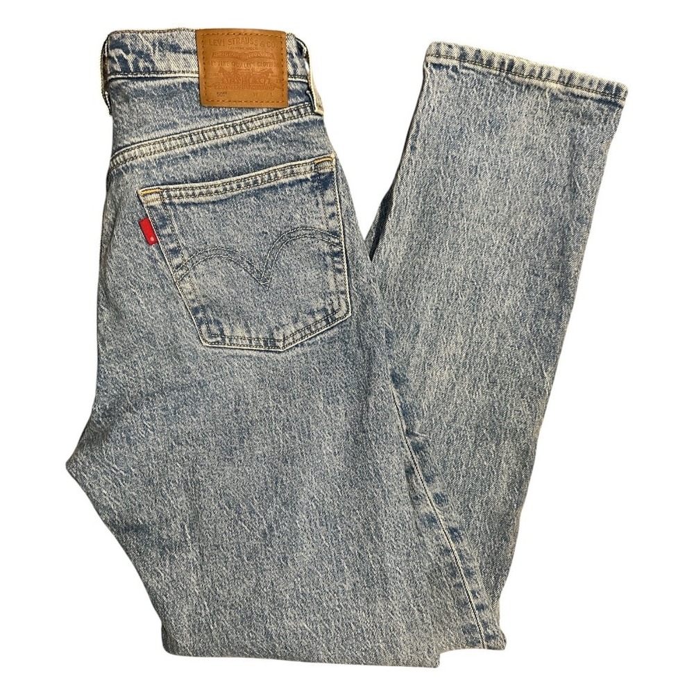 Levis Premium 501 Original Fit Acid Wash Jeans Light Blue W26 L32 12501-0415